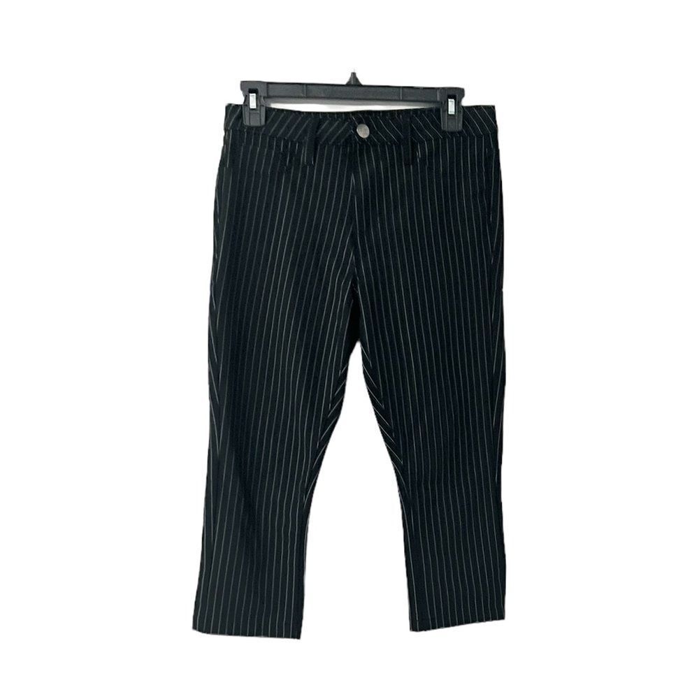 YMI Black White Pinstripe Cropped Capris High Rise Dress Pants Size 7